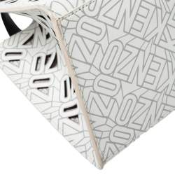 Pre Owned Kenzo White/Black Laser Cut Leather Mini Flying Logo Tote