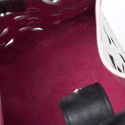 Pre Owned Kenzo White/Black Laser Cut Leather Mini Flying Logo Tote