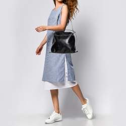 Pre Owned Kenzo Black/White Leather And Snake Embossed Rizo Hobo