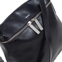 Pre Owned Kenzo Black/White Leather And Snake Embossed Rizo Hobo