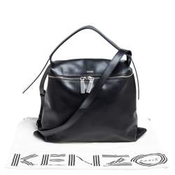 Pre Owned Kenzo Black/White Leather And Snake Embossed Rizo Hobo
