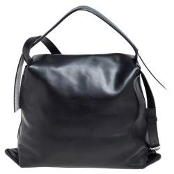 Pre Owned Kenzo Black/White Leather And Snake Embossed Rizo Hobo