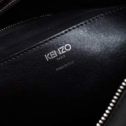 Pre Owned Kenzo Black/White Leather And Snake Embossed Rizo Hobo