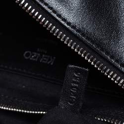 Pre Owned Kenzo Black/White Leather And Snake Embossed Rizo Hobo