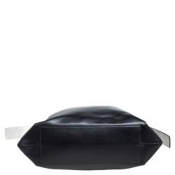 Pre Owned Kenzo Black/White Leather And Snake Embossed Rizo Hobo