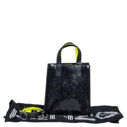 Pre Owned Kenzo Black PVC and Leather Perforated Tiger Mini Tote