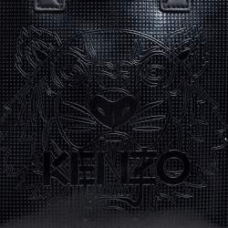 Pre Owned Kenzo Black PVC and Leather Perforated Tiger Mini Tote