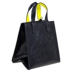 Pre Owned Kenzo Black PVC and Leather Perforated Tiger Mini Tote