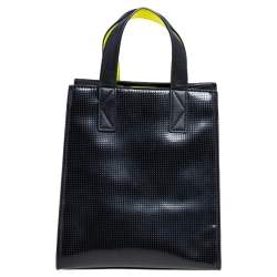 Pre Owned Kenzo Black PVC and Leather Perforated Tiger Mini Tote