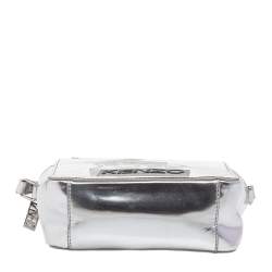 Pre Owned Kenzo Silver Patent Leather Donna Jordan Crossbody Bag