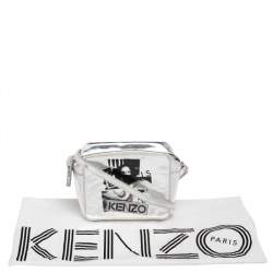 Pre Owned Kenzo Silver Patent Leather Donna Jordan Crossbody Bag
