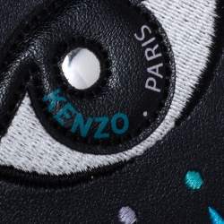 Pre Owned Kenzo Navy Blue Leather Mini Eye Bucket Bag