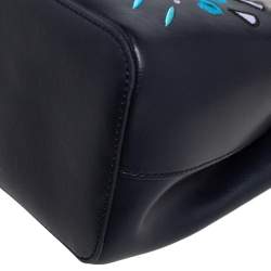 Pre Owned Kenzo Navy Blue Leather Mini Eye Bucket Bag