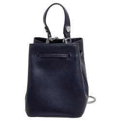 Pre Owned Kenzo Navy Blue Leather Mini Eye Bucket Bag
