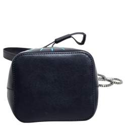 Pre Owned Kenzo Navy Blue Leather Mini Eye Bucket Bag