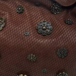 Pre Owned Kenzo Brown Python Embossed Leather Embellished Hobo