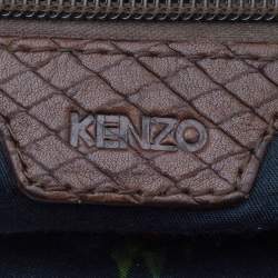 Pre Owned Kenzo Brown Python Embossed Leather Embellished Hobo