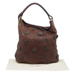 Pre Owned Kenzo Brown Python Embossed Leather Embellished Hobo