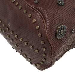 Pre Owned Kenzo Brown Python Embossed Leather Embellished Hobo