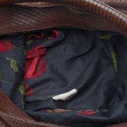 Pre Owned Kenzo Brown Python Embossed Leather Embellished Hobo