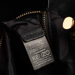 Pre Owned Kenzo Two Tone Blue Logo Embossed Fabric and Leather Trim Shopper Tote