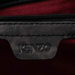 Pre Owned Kenzo Black Croc Embossed Leather Clutch
