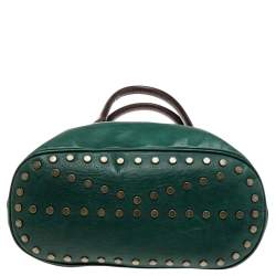Pre Owned Kenzo Green Leather Studded Tote