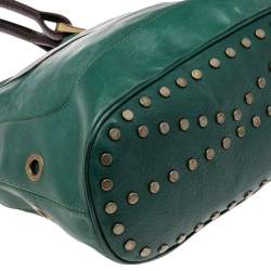 Pre Owned Kenzo Green Leather Studded Tote