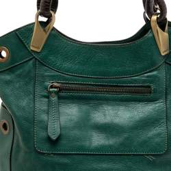 Pre Owned Kenzo Green Leather Studded Tote