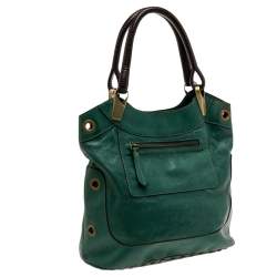 Pre Owned Kenzo Green Leather Studded Tote