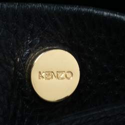 Pre Owned Kenzo Black Leather Drawstring Bucket Bag