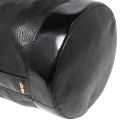 Pre Owned Kenzo Black Leather Drawstring Bucket Bag