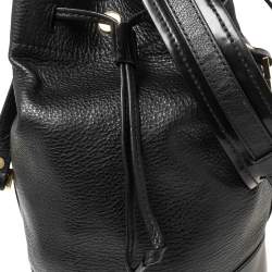 Pre Owned Kenzo Black Leather Drawstring Bucket Bag