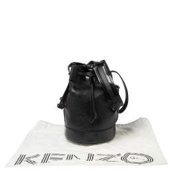 Pre Owned Kenzo Black Leather Drawstring Bucket Bag