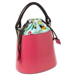 Pre Owned Kenzo Pink Glazed Leather Pagodon Bucket Bag
