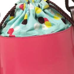 Pre Owned Kenzo Pink Glazed Leather Pagodon Bucket Bag