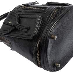 Pre Owned Kenzo Black Leather Drawstring Tassel Bucket Bag