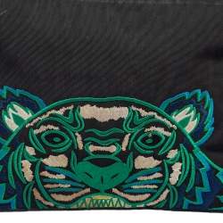 Pre Owned Kenzo Black Canvas Logo Embroidered Pouch
