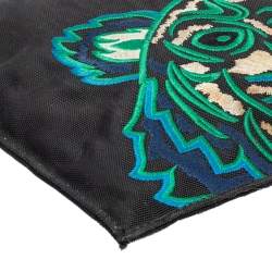 Pre Owned Kenzo Black Canvas Logo Embroidered Pouch