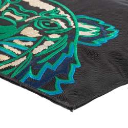 Pre Owned Kenzo Black Canvas Logo Embroidered Pouch