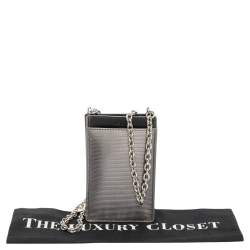 Pre Owned Kenzo Black/Metallic Textured PVC Phone Chain Cover
