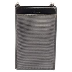 Pre Owned Kenzo Black/Metallic Textured PVC Phone Chain Cover