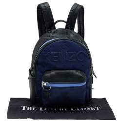 Kenzo Black/Blue Leather And Neoprene Kombo Backpack