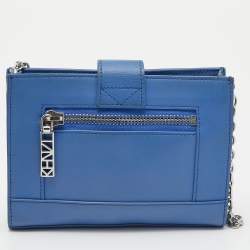 Pre Owned Kenzo Blue Leather Kalifornia Chain Shoulder Bag