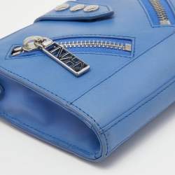 Pre Owned Kenzo Blue Leather Kalifornia Chain Shoulder Bag