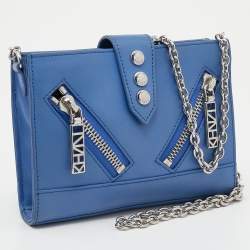 Pre Owned Kenzo Blue Leather Kalifornia Chain Shoulder Bag