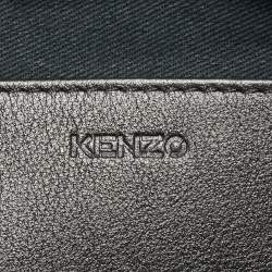 Pre Owned Kenzo Black Leather Tiger Motif Clutch