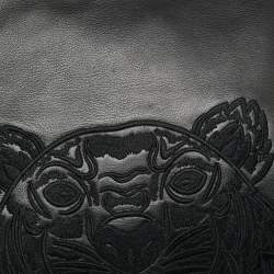 Pre Owned Kenzo Black Leather Tiger Motif Clutch