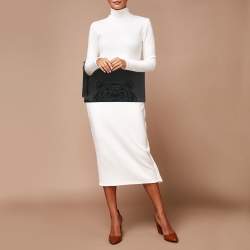 Pre Owned Kenzo Black Leather Tiger Motif Clutch