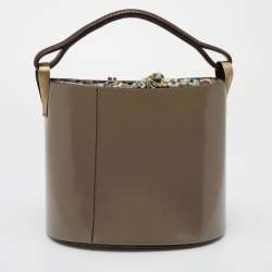 Pre Owned Kenzo Grey/Brown Leather Bucket Bag 